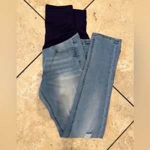 Pink Blush distressed maternity jeans
